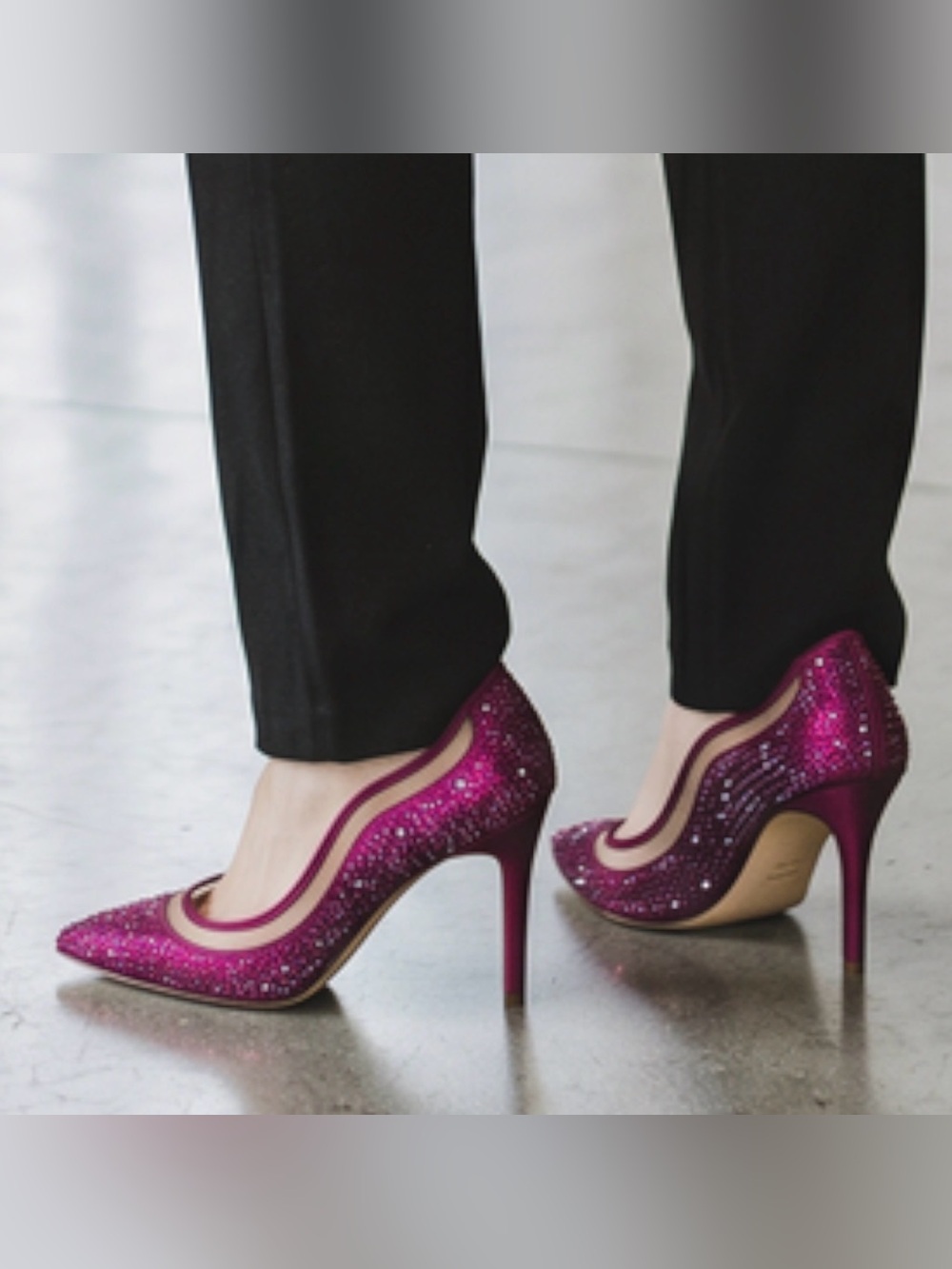 Nina pointed toe rhinestone pump Wine color